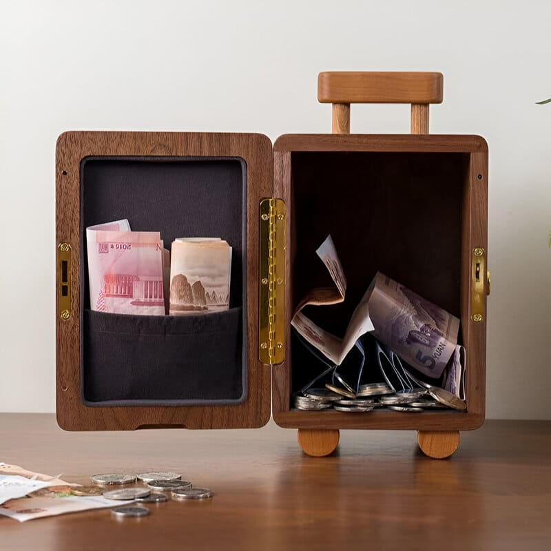 Tirelire Valise en Bois