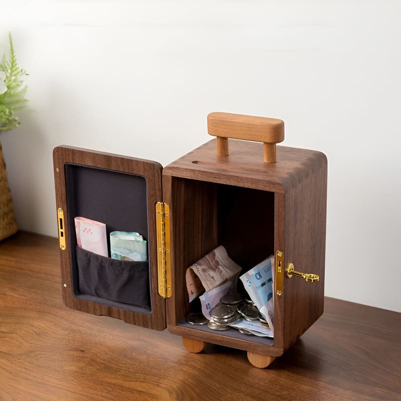 Tirelire Valise en Bois
