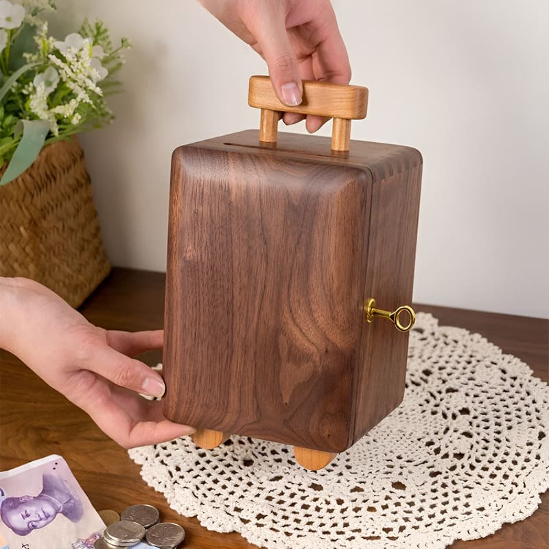 Tirelire Valise en Bois