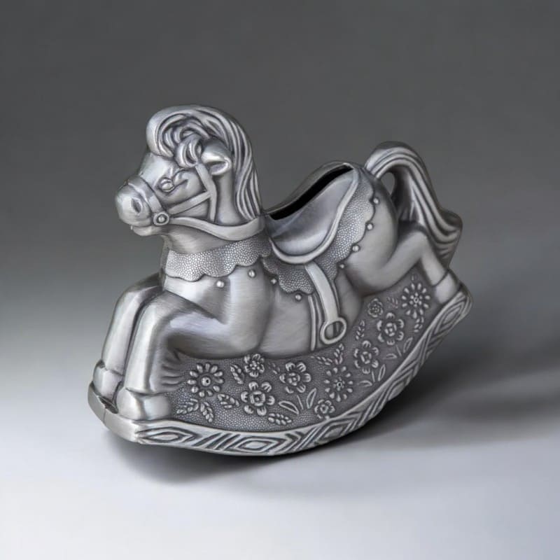 Tirelire Cheval à Bascule en Argent