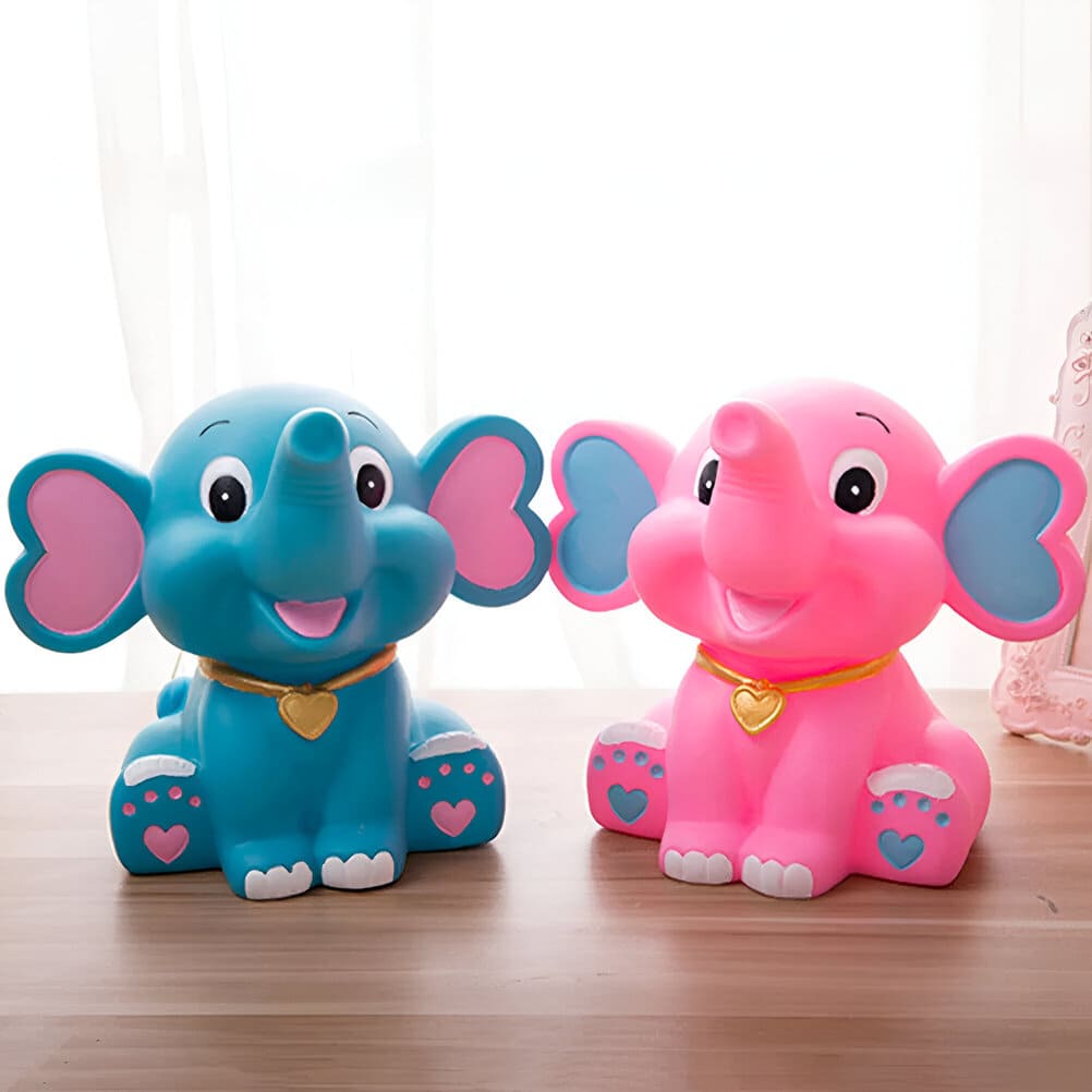 Tirelire Éléphant Rose et Bleu