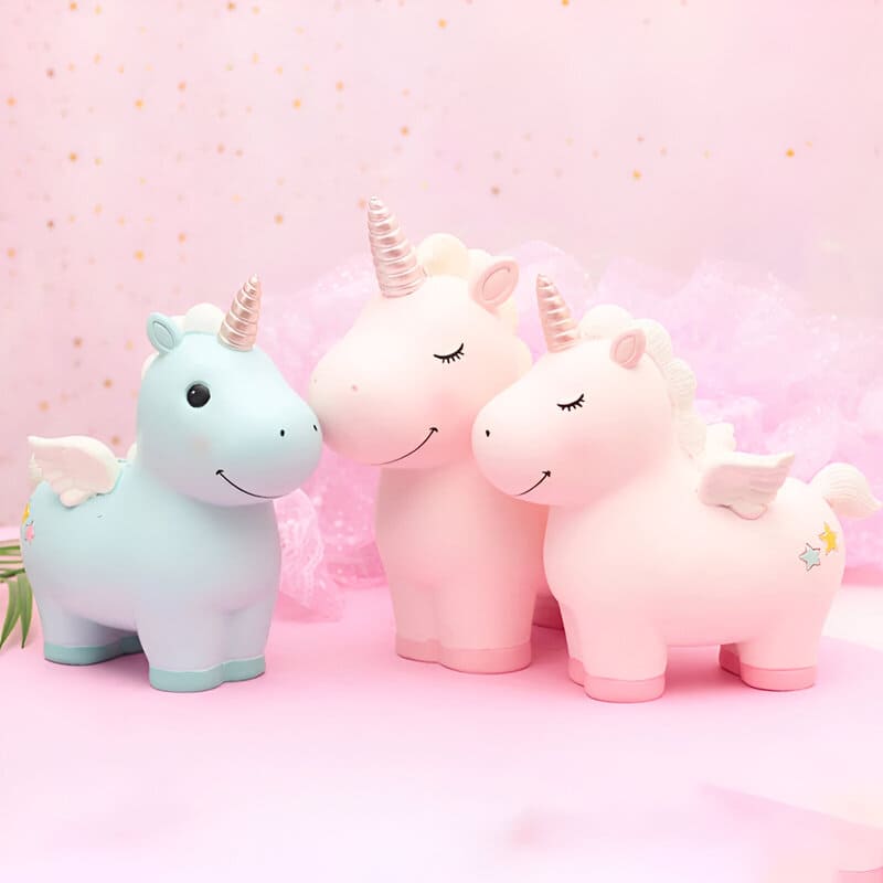 Tirelire Licorne Bleu