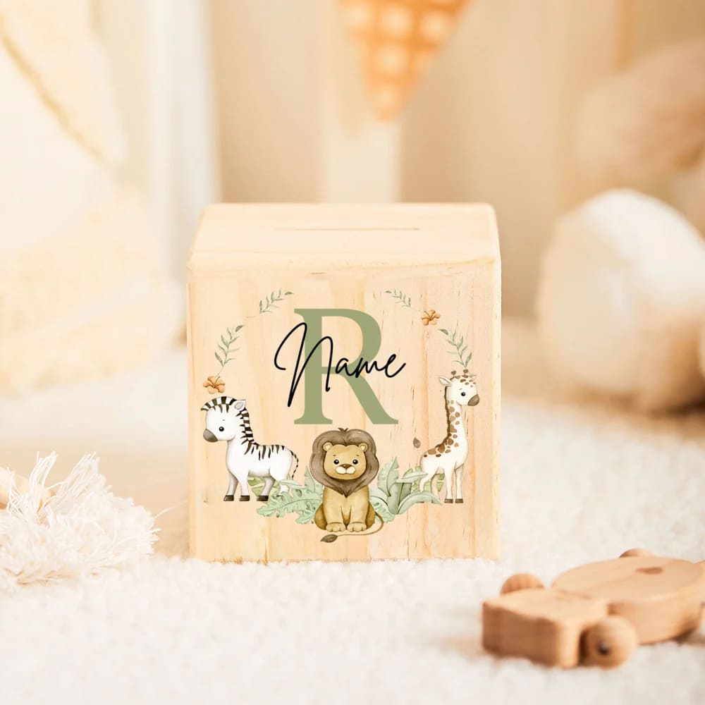 Tirelire Prénom Personnalisé en Bois