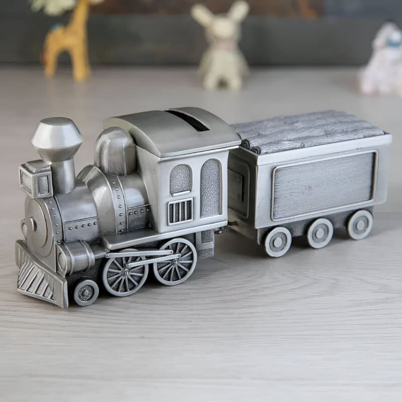 Tirelire Locomotive Métal Argenté