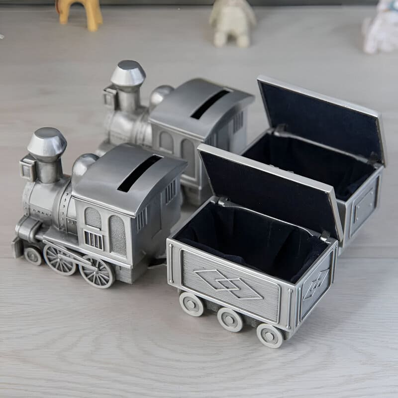 Tirelire Locomotive Métal Argenté