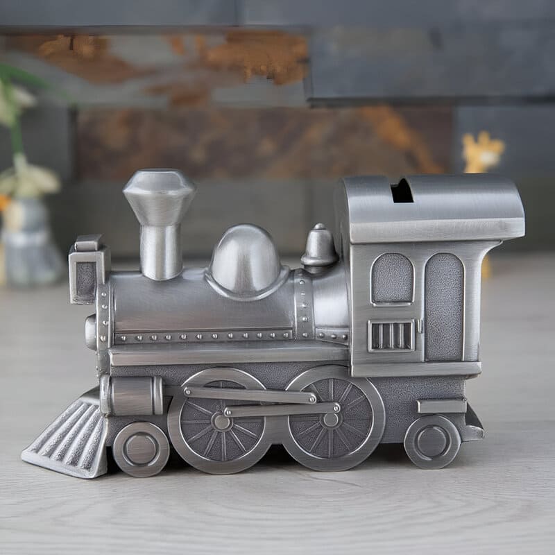 Tirelire Locomotive Métal Argenté