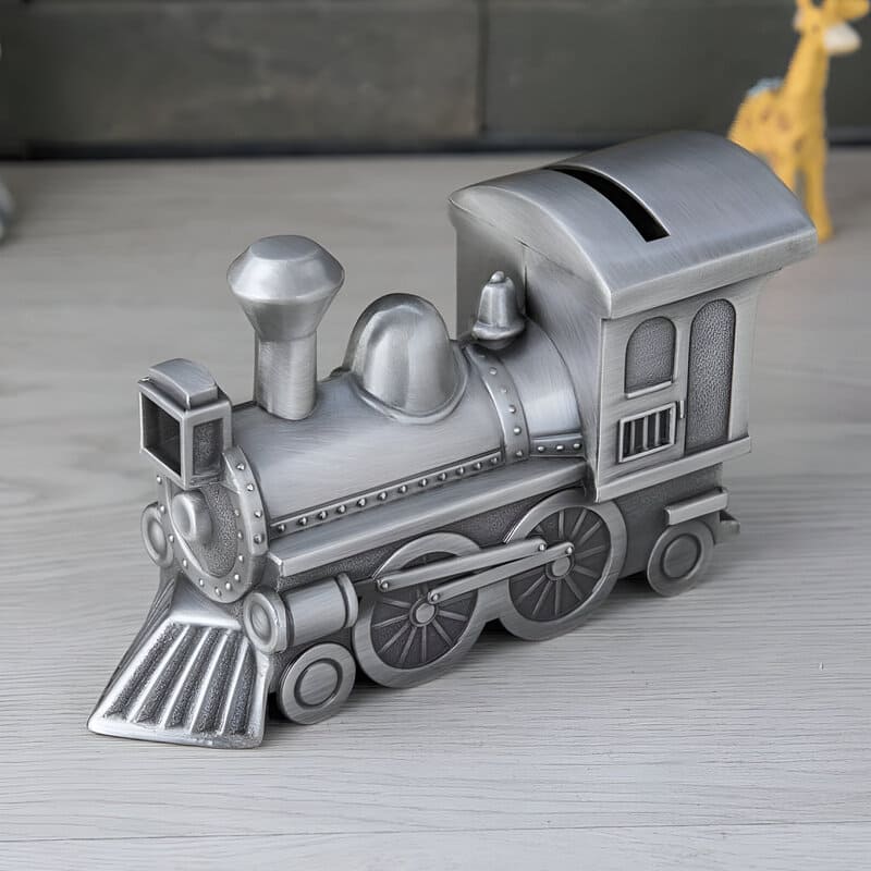 Tirelire Locomotive Métal Argenté