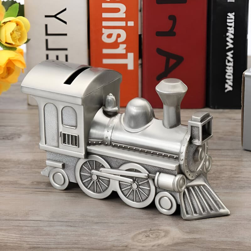 Tirelire Locomotive Métal Argenté