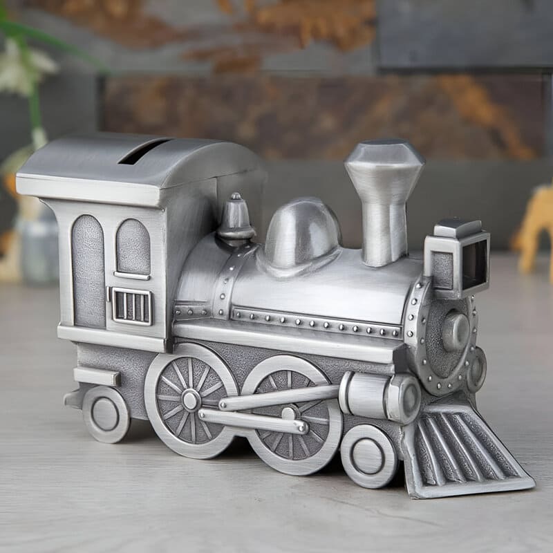 Tirelire Locomotive Métal Argenté