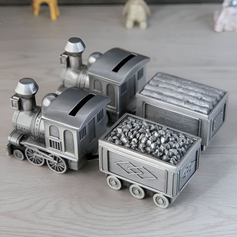 Tirelire Locomotive Métal Argenté
